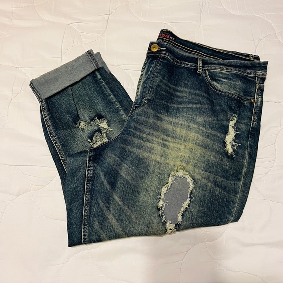 ELITE JEANS Women's MID-RISE Destroyed Denim Skinny Jeggins BLUE JEANS Sz 23/24 - Picture 3 of 11